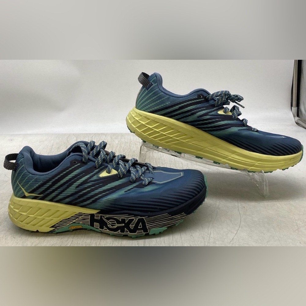 Hoka One One Women’s Blue and Yellow SpeedGoat 4 10.5D Wide Trail